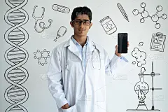 医生呈现与手绘医疗草图的医疗应用程序