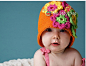 橘红色花朵造型帽子 儿童帽子