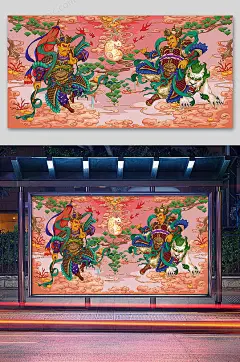 原创2020鼠年新春过年卡通十二生肖插画素材-众图网