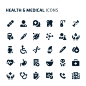 Health & medical icon set. fillio black icon series.