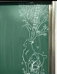 黑板报，粉笔，动漫卡通简笔画，简约漂亮容易画