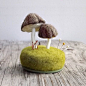 Pincushion Needle Felted Miniature Mushrooms by FoxtailCreekStudio: 