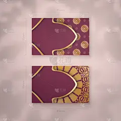 勃艮第名片与印度黄金图案为您的业务。