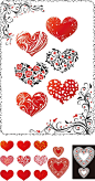 浪漫心型花纹矢量素材，素材格式：EPS，素材关键词：边框,花纹,情人节,红心,装饰
