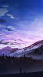grafika anime, sunrise, and fantastic landscape:
