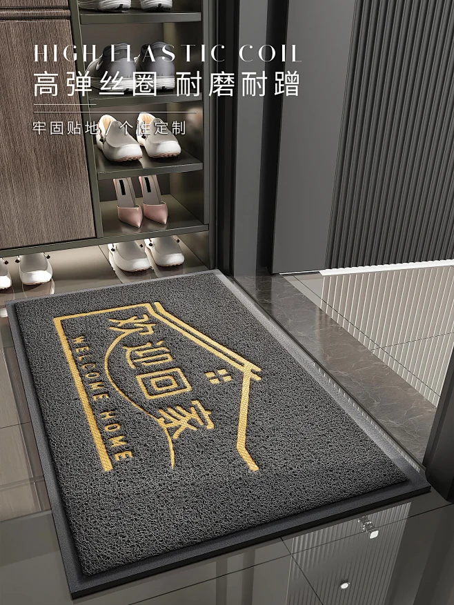 简约高级入户门地垫丝圈蹭灰免洗耐脏防滑进门垫家用门口灰色地毯-tmall.com天猫-花瓣网