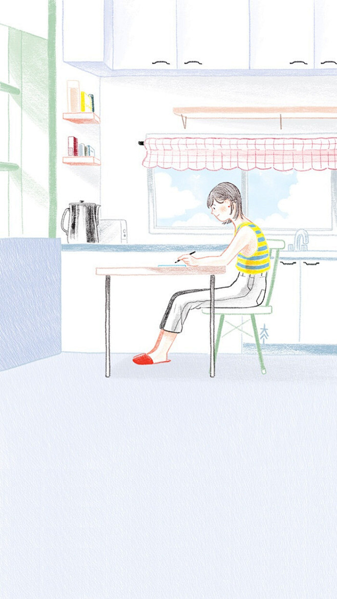 关注公众号：星期五治愈星球，更多插画、壁...