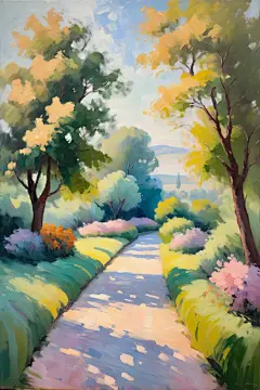 田园美景植物油画图片插画