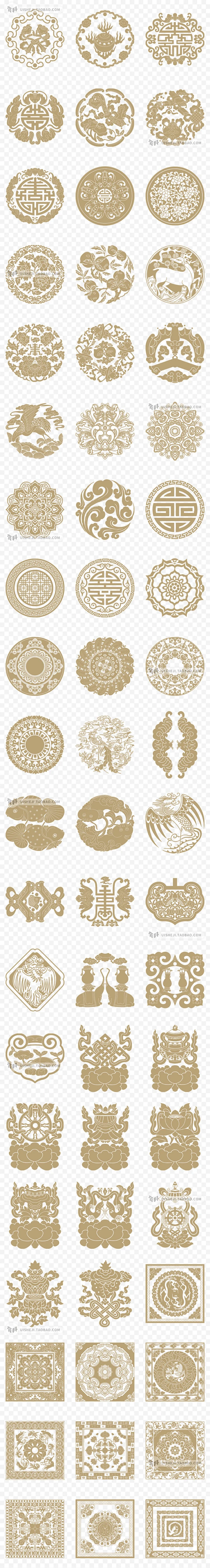 古典中式传统中国风镂空花纹雕刻图案雕花海报ai矢量png素材