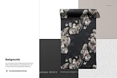 6款无纺布壁纸布艺墙纸纹样印花图案设计展示效果图ps样机素材下载_颜格视觉