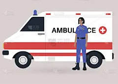 一名年轻的女救护医生身穿制服执勤，一种保健理念