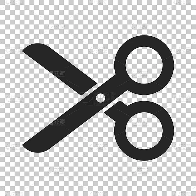 剪平的图标。剪刀矢量插图。素材-花瓣网