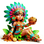 Premium Photo | Aztec slot game character holding phone with white background