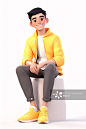 【AI数字艺术】春日踏青3D人物青年图片素材