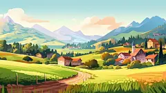 千库网_乡村自然风光秋天景色13_插画编号201276