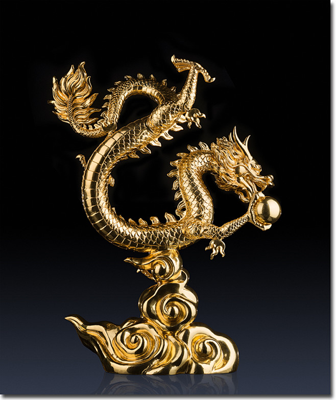 铜师傅 全铜摆件《金龙呈祥》 家居工艺品 真金金箔贴制-tmall.com天