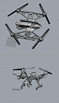 概念四轴无人机航拍飞行器犀牛模型