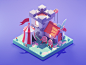 Training Grounds building strategy game gameart lowpoly diorama isometric render blender illustration 3d