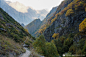 Hiking trail in the Caucasus Mountains, photos of Georgia