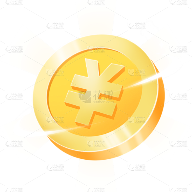 促销系列拟物发光单个金币元素