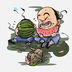 二十四节气夏至吃西瓜图片大小3000x3000px 图片尺寸1.18 MB 来自PNG搜索网 pngss.com 免费免扣png素材下载！彩色#吃西瓜#二十四节气#海报装饰#卡通手绘#免抠#平面设计#清新#通用#透明底#夏至#原创#装饰#