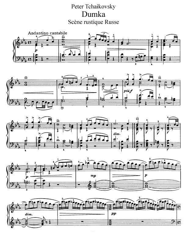 柴可夫斯基杜姆卡op59原版钢琴谱带指法秒发促销钢琴独奏曲淘宝网