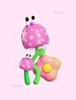 卡通3D立体C4D春天春季花卉花朵气球花