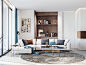 【客厅】：整体配色素雅洁净，点缀上少许原木色调，便营造出温暖的居室氛围。