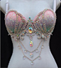 MADE TO ORDER IN ANY BRA SIZE  Pastel ombre crystal mermaid bra theme wear, costume, cosplay, rave bra, shell bra made with czech crystals, acrylic rhinestones, crystal chain, glitter, pearls, applique, chain, jewels, rhinestones, glitter, pearl trim. Per