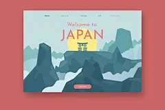 日本风格插画海报模板矢量图设计素材