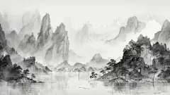 唯美古风建筑黄山山水植物壁纸