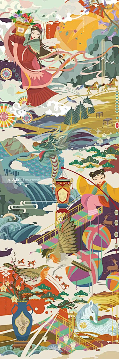 笙歌落_LIN采集到插画-国风场景