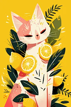 小猫咪插图动植物插画素材