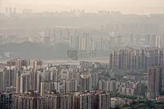 重庆,中国,渝中,半岛,水平画幅,夜晚,无人,户外,都市风景,商业金融和工业