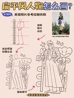 插画教程|✅3步学会画时尚扁平风女孩人物 - 小红书