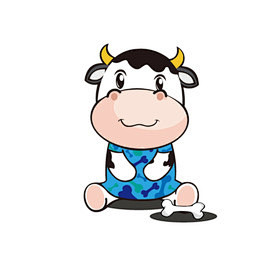 坐下卡通牛角牛头可爱奶牛骨头