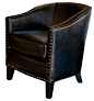 Black Leather Tub Design Club Chair transitional-armchairs