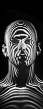 ♥ Light beams create a contour map of a human head during an Air Force study of jet-pilot helmets. 1954
