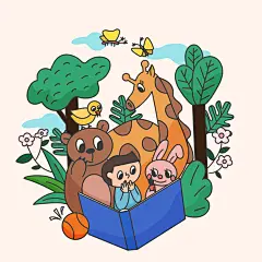 儿童伙伴森林动物植物童话书儿童插画儿童|伙伴|森林动物|儿童插画