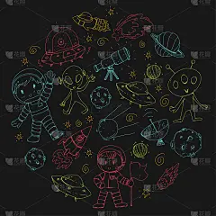 月球表面。幼儿园的孩子们玩太空探索。外星人,ufo,飞船。火箭发射的。孩子，男孩和女孩与月球，火星，