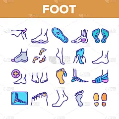 足,符号,脚印,健康保健,部分,直的,收集,布置,赤脚