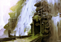 瀑布下的古老山洞入口游戏场景原画 - Waterfall Doorway by arcipello_CGwall原画网