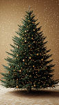 A 3d render of Christmas tree isolated on the light warm color background. The tree is associated with the celebration of Christmas, in the frame. Captured in the style of product photography, close up, studio lighting