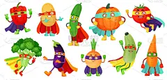 Superhero vegetables. Super cucumber, hero mask on