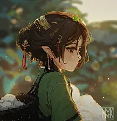 动漫 1979x2048 华明眨眼 原创人物 中国服装 棉质 动漫 女孩 尖耳朵 黑发 棕色 眼睛 动漫