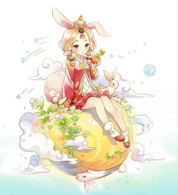 嫦娥和玉兔图片，动画版，Q版，不要低于五...