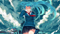 miku~  モノクロ∞ブルースカイ     （可放大）    #初音# #二次元#