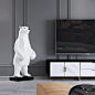 由居几何雕塑熊艺术品酒店别墅样板房客厅电视柜卧室创意动物摆件