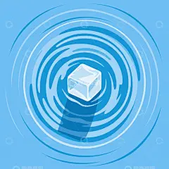 清凉冰块水波纹插画高清模板免费下载-趣麦麦图