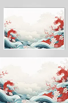 AI数字艺术国潮喜迎国庆庆祝背景插画